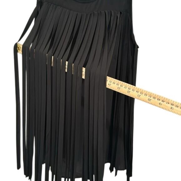 Lane Bryant Black Fringe Tank Top Polyester Womens Size 22 - Picture 2 of 8